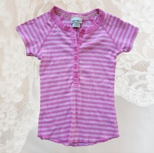 Cherokee Pink and White Striped V Neck Top Size XS 4/5 girls